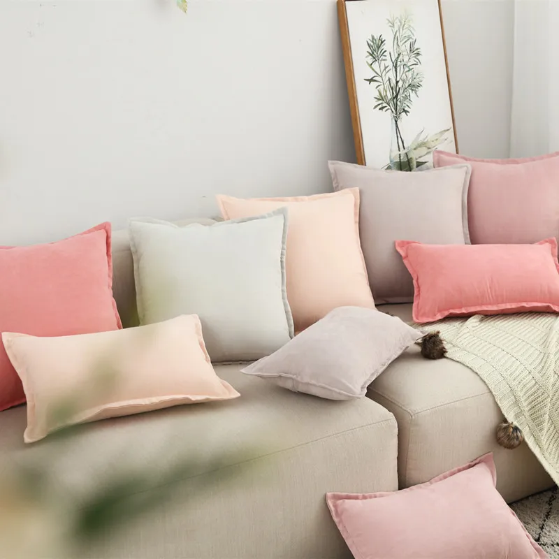 

Solid Suede Cushion Cover Grey Orange Pink Home Decorative Pillow Cover Lumber Pillow Case 45X45CM/30x50cm/60x60cm