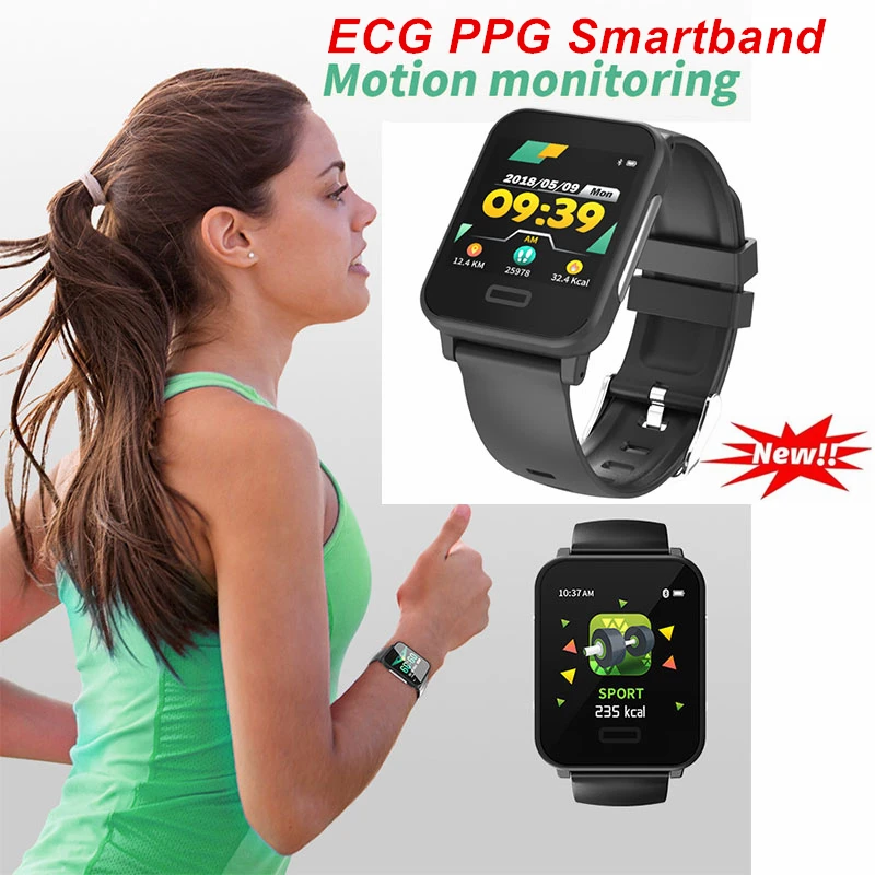 

2019 ECG PPG Healthy Bracelet Heart Rate Blood Pressure Smart Bracelet Bluetooth 4.0 Waterproof For IOS Android Sport Bracelet