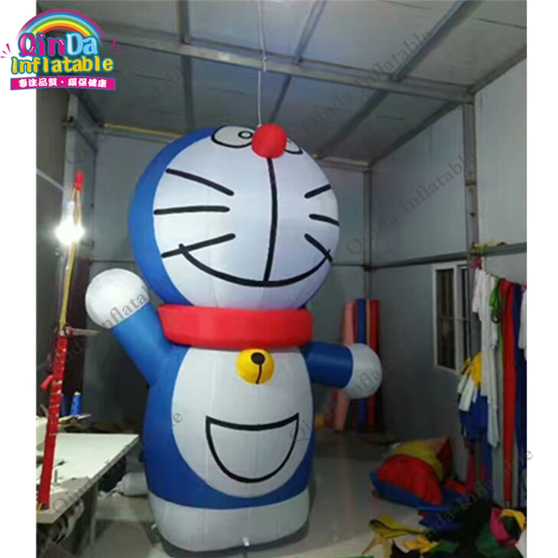 Коммерческая надувная цветная печать синяя подставка Doraemon с большим красным ртом дети любят Надувные doraemon мультфильм