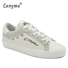 CANGMA/парусиновые кроссовки; модная женская обувь; сезон весна-осень; женская обувь ручной работы; Женская оригинальная Белая обувь на шнуровке