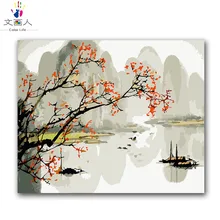 Китайская чернильная живопись горы и вода картина живопись Раскраска по номерам с комплектами на холсте картины по номерам