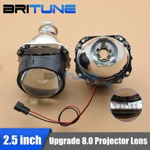 Upgrade 8.0 Mini 2.5” HID Bixenon Projector Lens Lenses in Headlight LHD RHD W/WO Gatling Gun Shrouds Silver Black H1 H4 H7