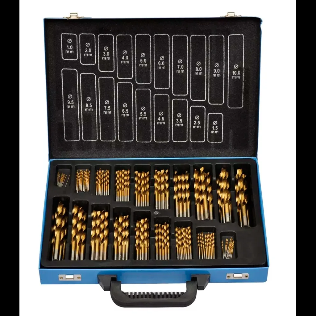 

VidaXL Box Packing HSS Twist Drill Bits Set 1.5-10mm Titanium Coated Surface 118 Degree For Drilling Woodworking