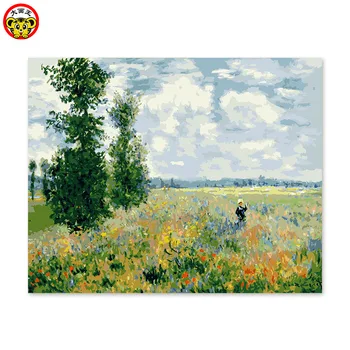 

painting by numbers art paint by number DIY decoration drawing room bedroom sofa background painting Monet tree flower famous pa