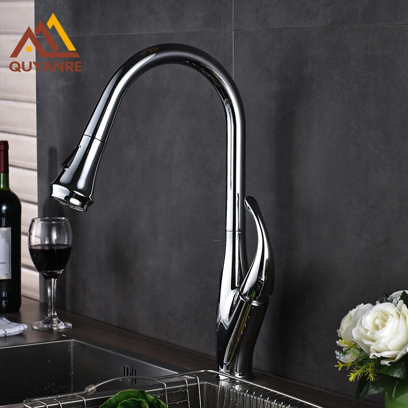 

New Design Polished Chrome Dual Functions Sprayer Ktchen Faucets Hot and Cold Water Faucets Pull Out