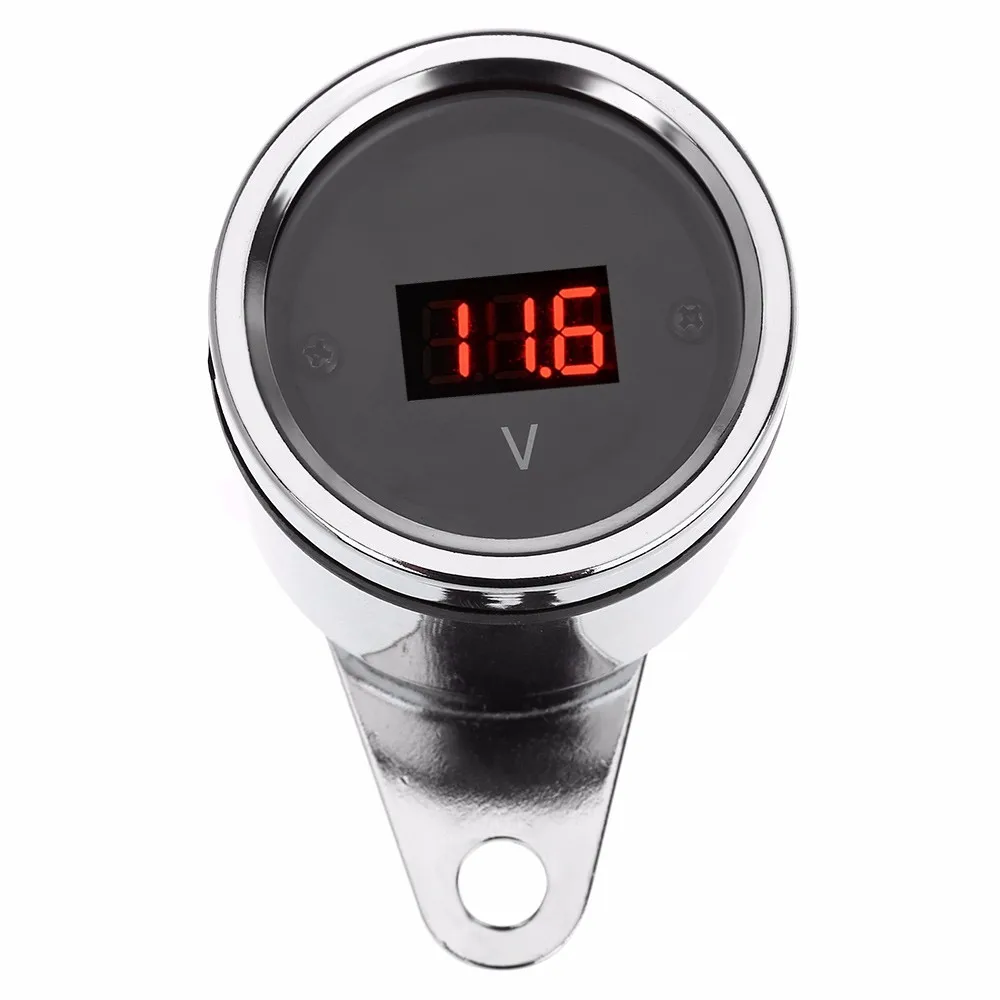 Waterproof Motorcycle Voltmeter Gauge LED Light Digital Display with