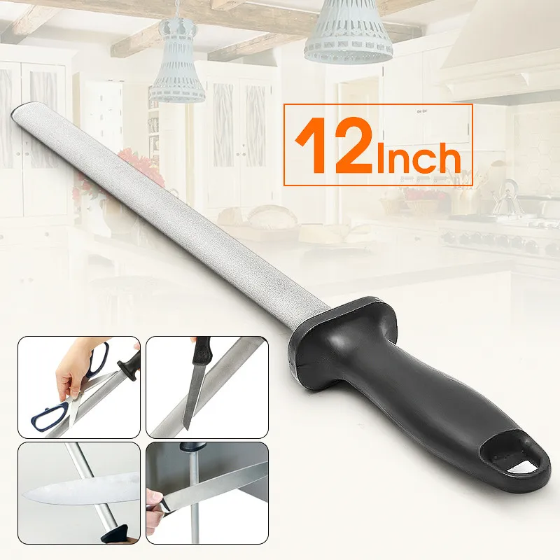 8/12inch Oval 600 Diamond Knife Sharpening Hand Held Steel Rod
