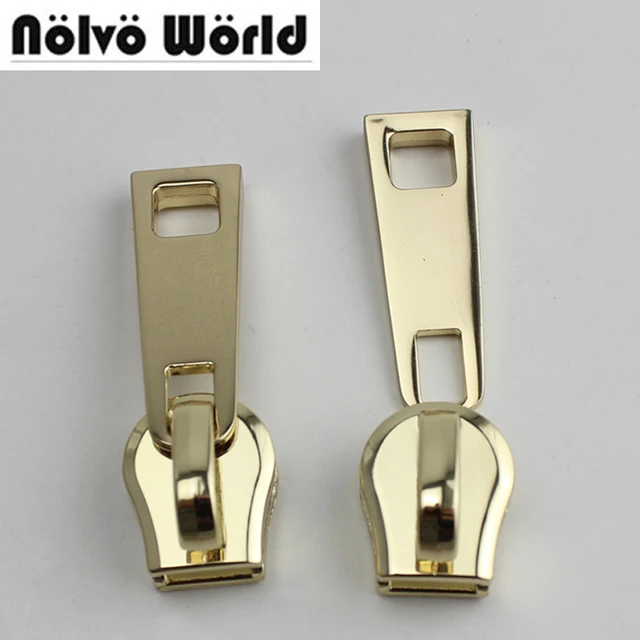 30 sets 12 metal teeth zipper pull GOLD LIGHT GOLD SILVER color zip