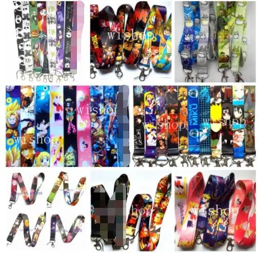 

Free Shipping 50 Pcs Popular Cartoon Japanese Anime key chains Mobile Phone Neck Straps Keys Camera ID Card Lanyard W46