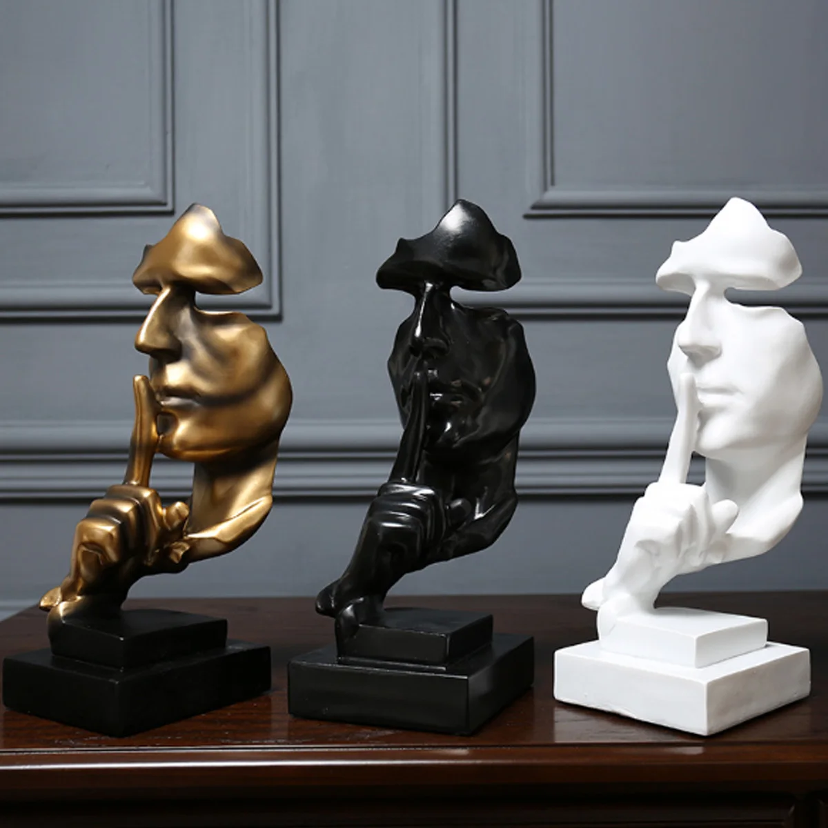 

Nordic Style Resin Silent Statues Retro Abstract Characters Figurine Do Not Speak Miniature Sculpture Home Desktop Craft Gift