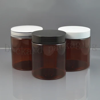 

30pcs 250g empty brown small round plastic display pot brown cosmetic cream jar balm container Mini sample container packaging