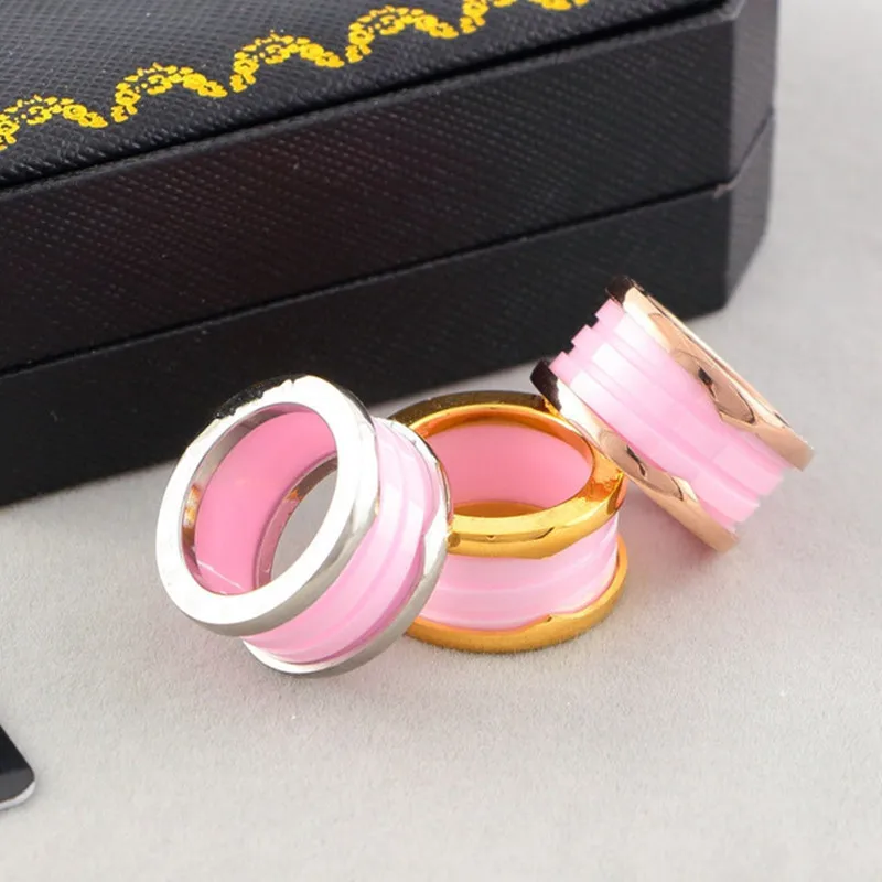 

New style brand Titanium Steel Pink Ceramics Fashion Rings for Women men fine Jewelry