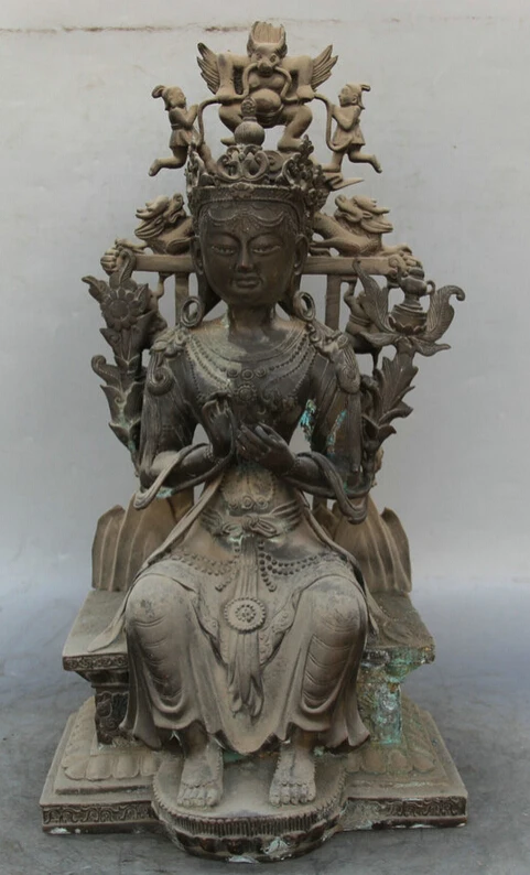 

150610 S1325 17" Ancient Tibet Tibetan Buddhism Bronze Boy Seat Maitreya Bodhisattva Statue discount 30% (C0324)