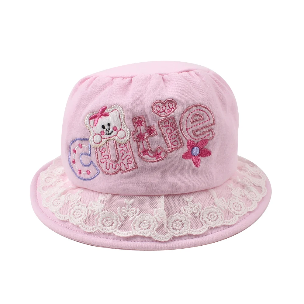 

Cute Lace Baby Bucket Hat Cotton Girls Bonnet Lace Sun Hats Girl Fisherman Hats Flat Top Cap 6-12 Months Baby Girls Clothing