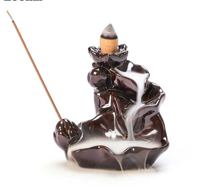 

Vintage Ceramic Incense Burners Backflow Incense Burners Holder Home Decor Joss Stick Aromatherapy Black Brown Aroma Censer