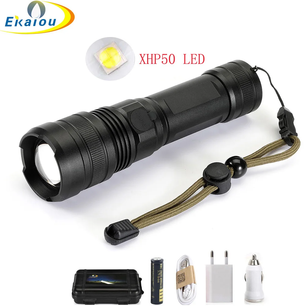 

new LED Tactical Flashlight Super Bright XH-P50 LED Flashlight 5 Modes Zoom USB Rechargeable Torch Waterproof Light Lamp
