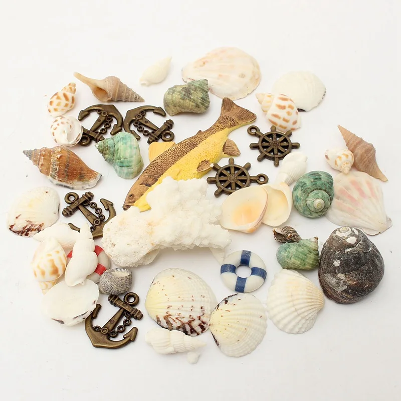 KiWarm 1 компл. Средиземноморский стиль DIY Мода Пляж смешанные ракушки микс натуральные морские раковины для поделок для аквариума аквариум Декор - Цвет: C fish