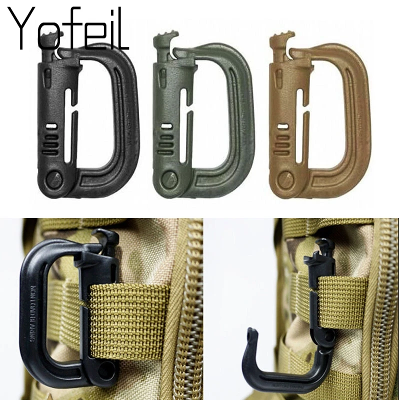 5PCS Grimloc Molle Carabiner D Locking Ring Plastic Clip Snap Type Ring