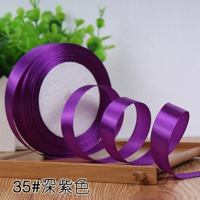 Grosgrain Satin Ribbon for Wedding Christmas Party Decorations DIY Bow Craft Ribbons Card Gifts Wrapping Supplies 25Yards/Roll - Цвет: 35dark purple