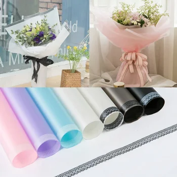 

10 Pcs Lace Pattern Mist Paper Flower Bouquet Wrapping OPP Waterproof Material Florist Supply Packing 60*60 CM Wedding Party