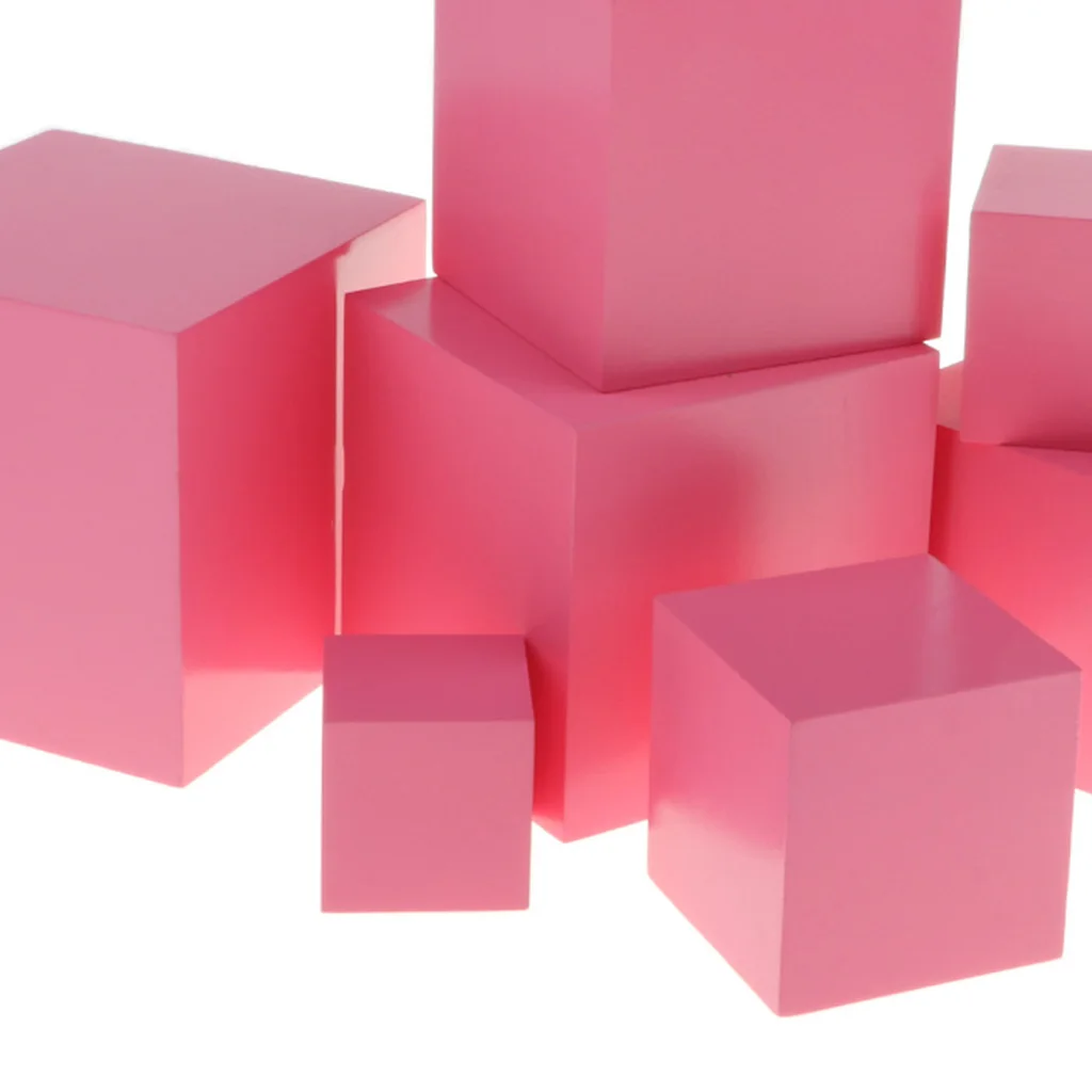 Montessori 10Pcs Wooden Pink Tower Blocks Educational Toys for Baby Toddler