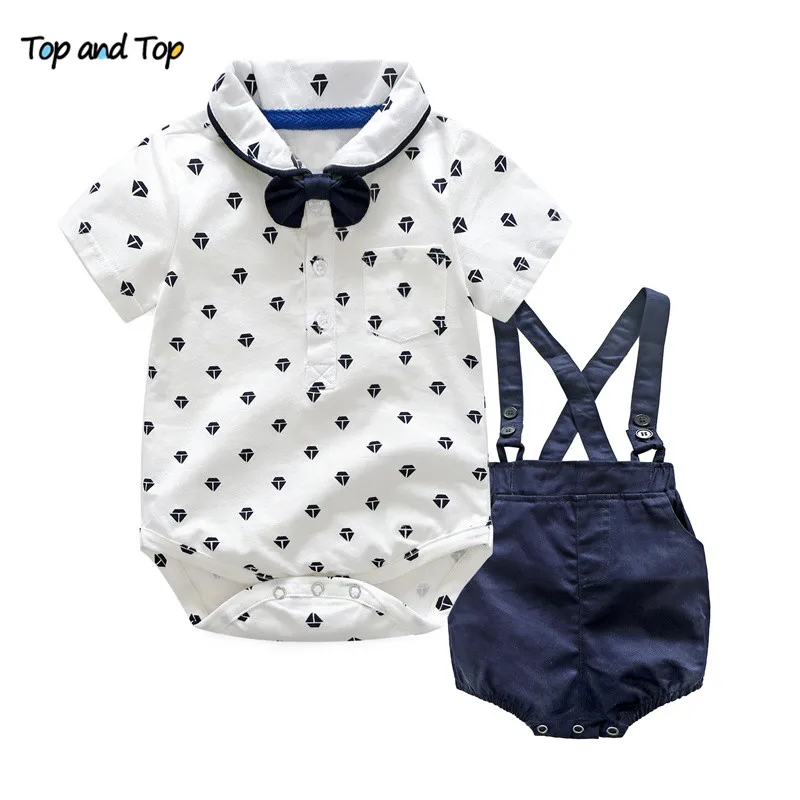 Top and Top Summer Toddler Boy Clothes Gentleman Boy Clothing Set Bow