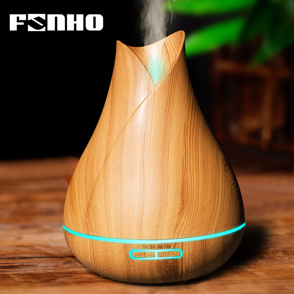 

FUNHO 400ml Wood Aroma Diffuser Air Humidifier with Color LED Night Lights Electric Aromatherapy Essential Oil Diffuser for Home
