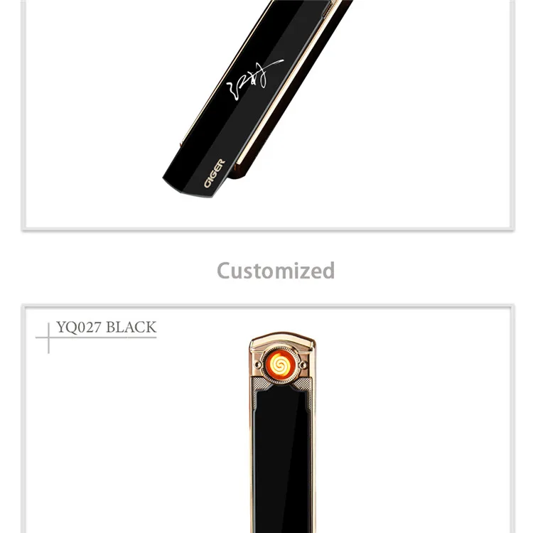 Новая модная алюминиевая зажигалка, Электронная usb зажигалка, тонкая и легкая перезаряжаемая беспламенная зажигалка для мужчин