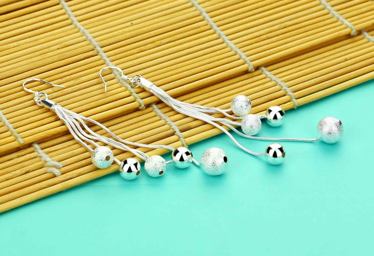 Женские серьги подвески из серебра 925 пробы с бахромой|earring charms|925 sterlingearrings style |