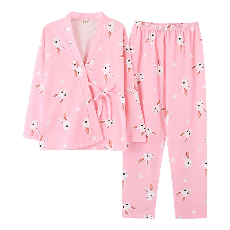 Autumn Winter Japanese Style Full Cotton Pajamas Kimono Top Sleep
