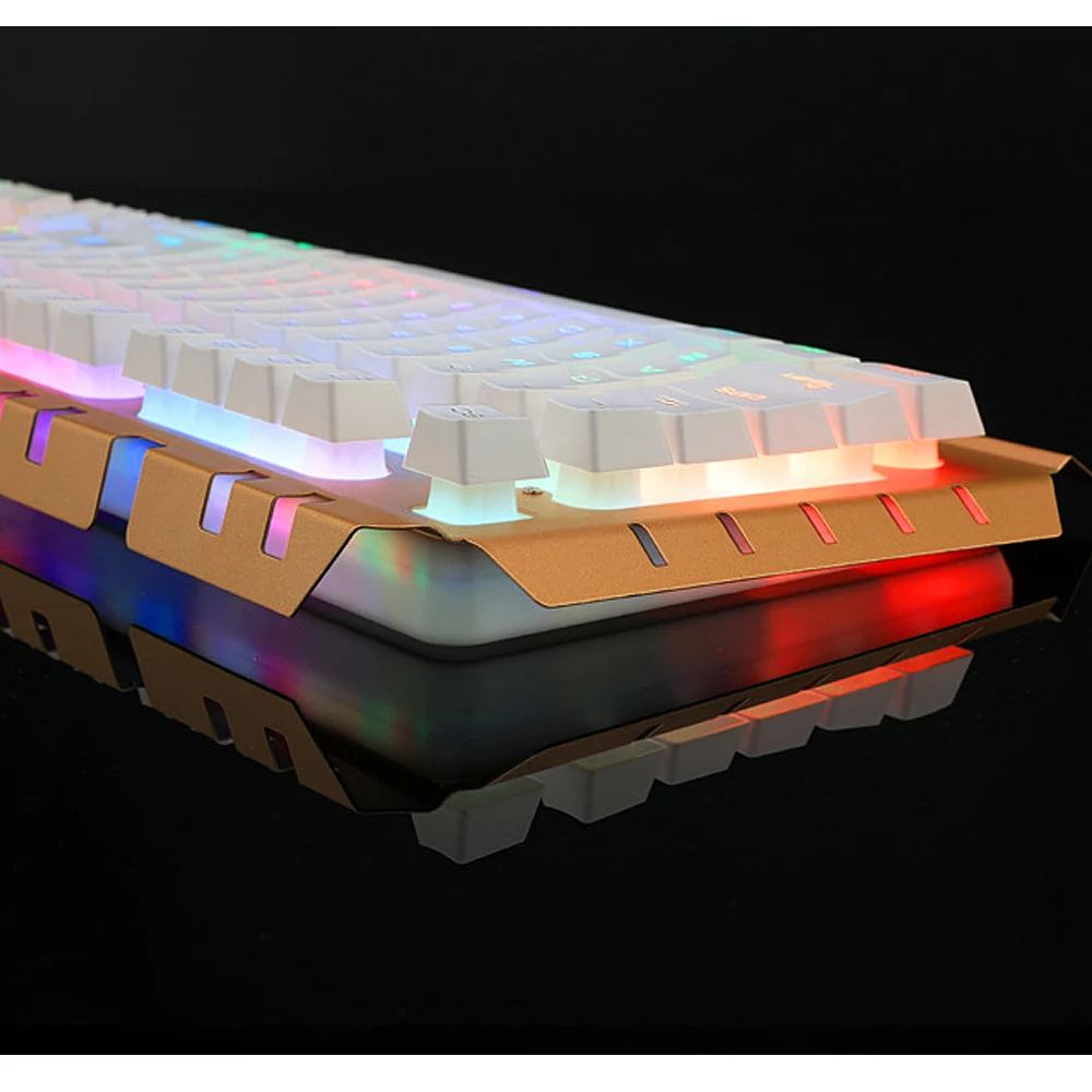 Elisona LED Backlight 104 Key USB Wired Mechanical Feel Gaming Gamer Keyboard Keypad Key Board Pad