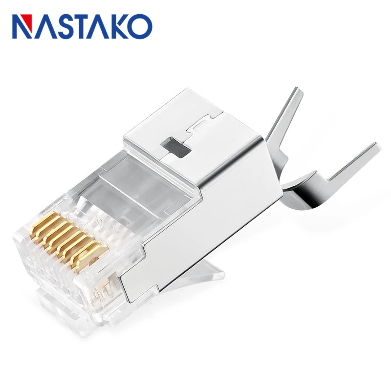 NASTAKO 100 шт. Cat7 RJ45 разъем Cat 7 коннекторы с кристаллами экранированные FTP Модульные