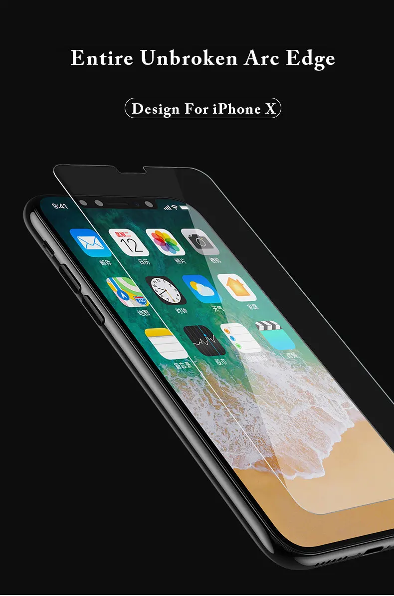 3D закаленное стекло с закругленными краями для iPhone X 7 6S Plus 8, защитная пленка премиум класса для экрана, защитная пленка, защитный чехол