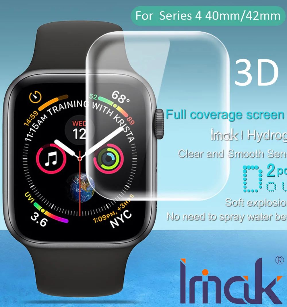 

imak Hydrogel Film 3 III For Apple Watch 4 40mm 42mm 3D Curved Screen Protective Transparent oleophobic