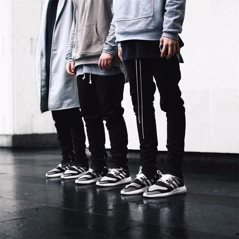 

Fashion new men Slim skateboard trousers Feet Zipper tether casual pants justin bieber hip hop style Solid men jogger sweatpants