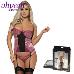 Ohyeahlover сексуальное нижнее белье кружева Для женщин Intimates шелковистый атлас Ночное белье пеньюары половина чашки с трусиками для Для женщин