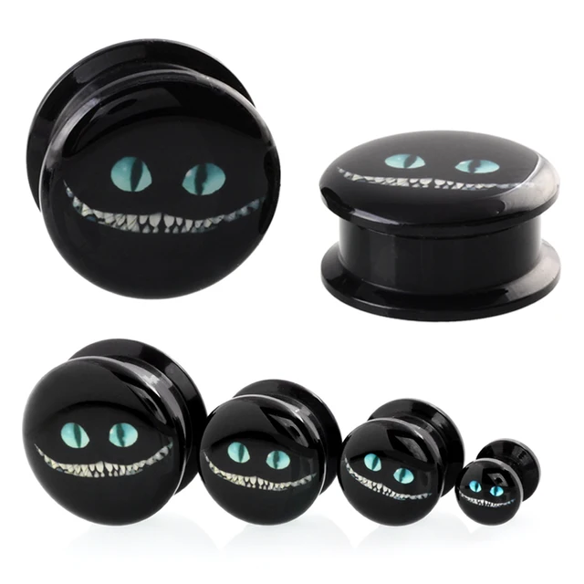 1pair Acrylic Alice In Wonderland Cheshire Cat Cartoon Design Ear 1pair Acrylic Alice In Wonderland Cheshire Cat Cartoon Design Ear Plugs And Tunnels Gauges Earrings
