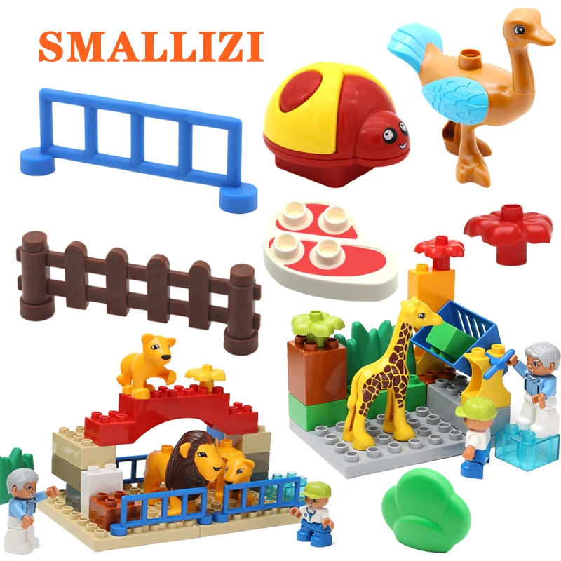 

Durable bricks Toys big building blocks animal Accessories compatible with duplos zoo lion Children enlighten DIY Assembl gift