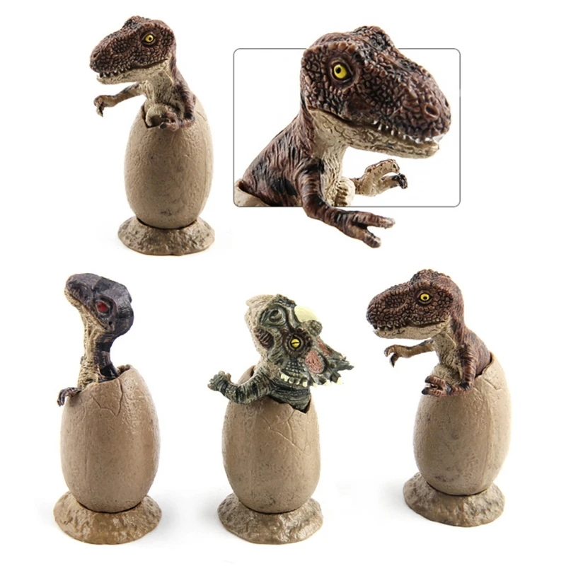 3pcs/1Set Hatching Dinosaur Eggs Toy Jurassic Dinosaur model simulation egg with base M15in