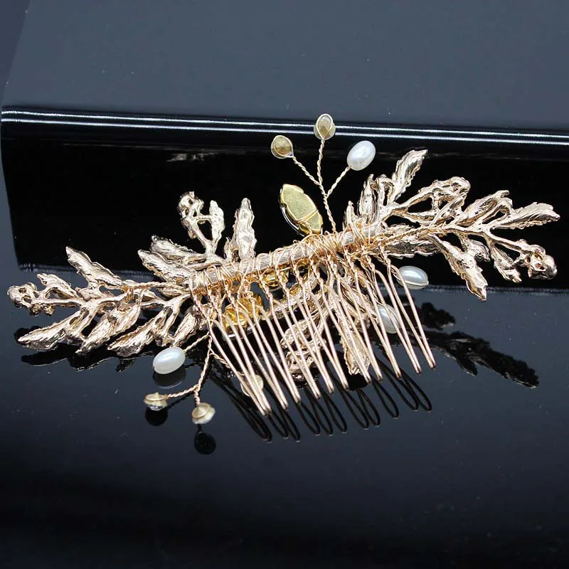 Wedding Head Flower Crystal Pearl Hair combs for brides Handmade Women Head Ornaments Bridal Hair Clips Accessories Jewelry