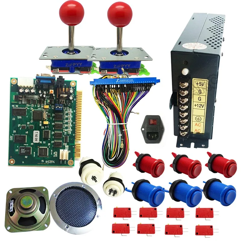 

Classical JAMMA arcade game 60 in 1 kit with 24V power supply,speaker,zippy joystick,American push button,jamma wire,PCB feet