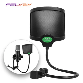 

FELYBY Condenser Microphone Pop Filter Shield Windscreen Screen Universal Mic Stand Mounting Blowout Preventer Bracket