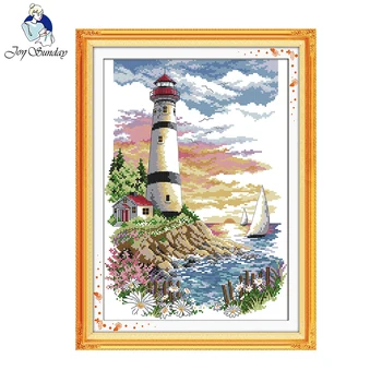 

Joy Sunday scenic style Lighthouse good gift counted cross stitch kits for kids