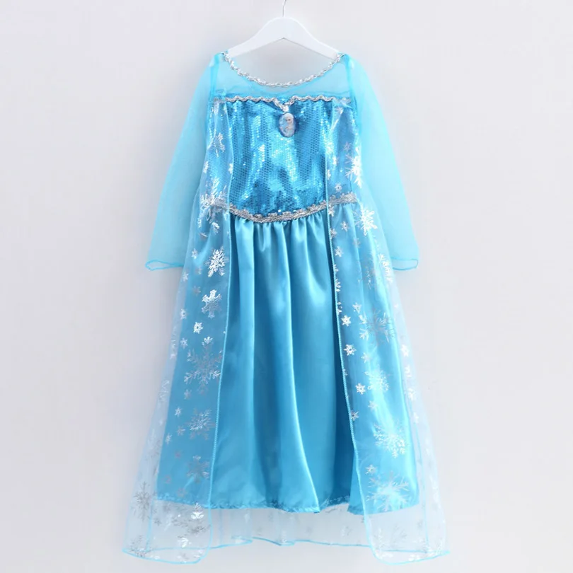 Elsa Dresses For Gilrs Princess Anna Elza Snow Queen Costume Halloween Party Vestidos Fantasia Kids Girl Dress - Цвет: A