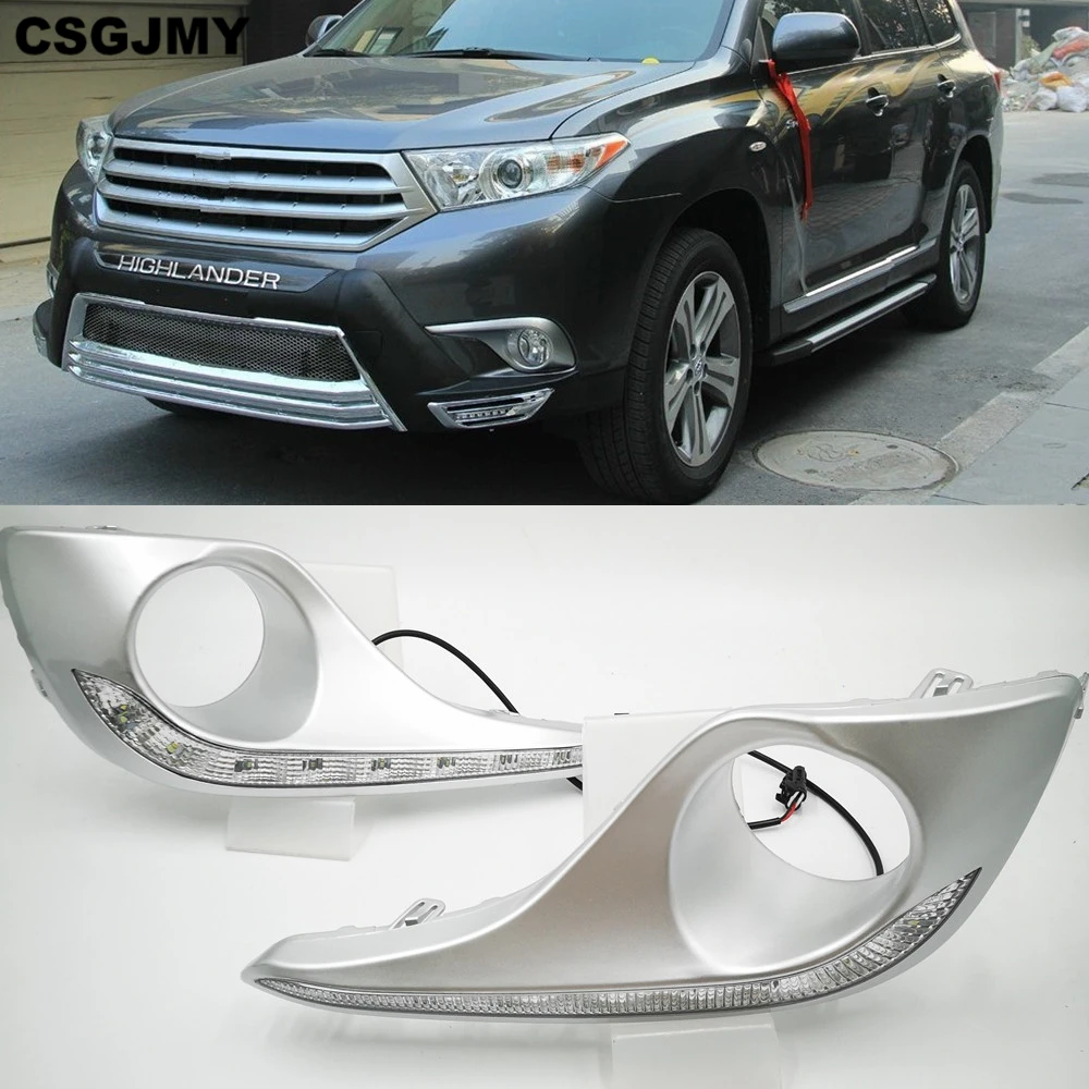 CSGJMY 2 шт. DRL для Toyota Highlander 2012 2013 Габаритные огни колпак противотуманных фар фары 12V дневной свет авто-Стайлинг