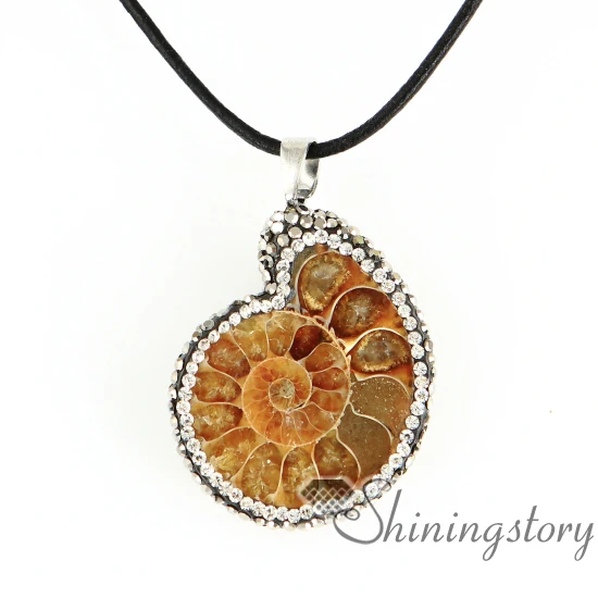 seashell ammonite stone pendants sea shell pendant necklaces handmade