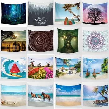 

Hot sale large mandala tapestry high-definition printing flowers sea beach large tapestry wall hanging tapestry wall tapestry