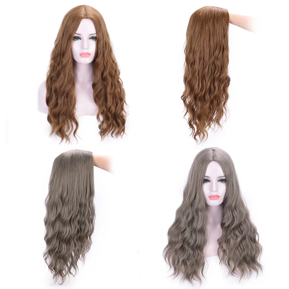 AISI HAIR 26 дюймов волна воды синтетические парики смешанный коричневый цвет длинный парик для женщин афро-американский средняя часть натуральные волосы