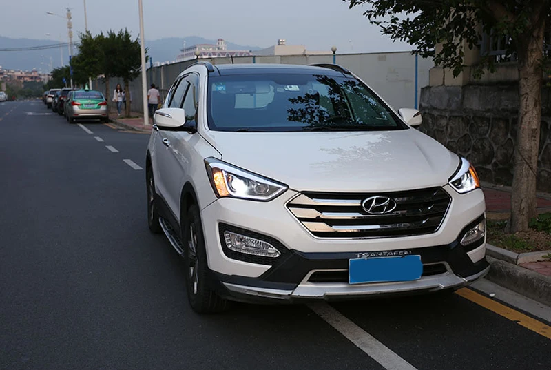 Автомобильная головная лампа для hyundai Santa Fe IX45 светодиодный фары DRL Биксеноновые линзы парковочные Противотуманные фары светодиодные полосы передние фары