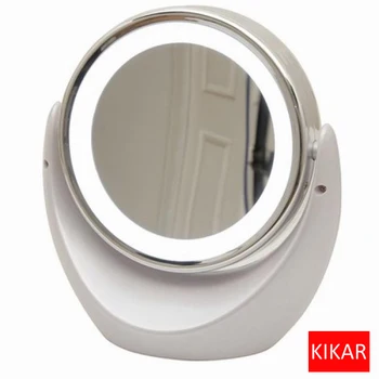 

Desktop LED Double sided Swivel Mirror Ear Care Makeup Cosmetic Lady Beauty Facial Light Lighted 5x 1x Magnification Bathroom
